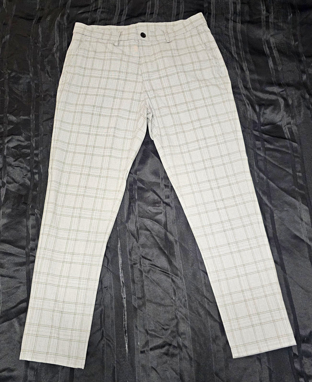 Zara Men's Plaid Dress Pants Size 32x28 Grey Slim Fit Checked Trousers EUR 42